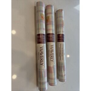 VTG Waverly Wallpaper Covering Lot 3 Rolls Cottagecore Pastel Plaid Nursery Girl